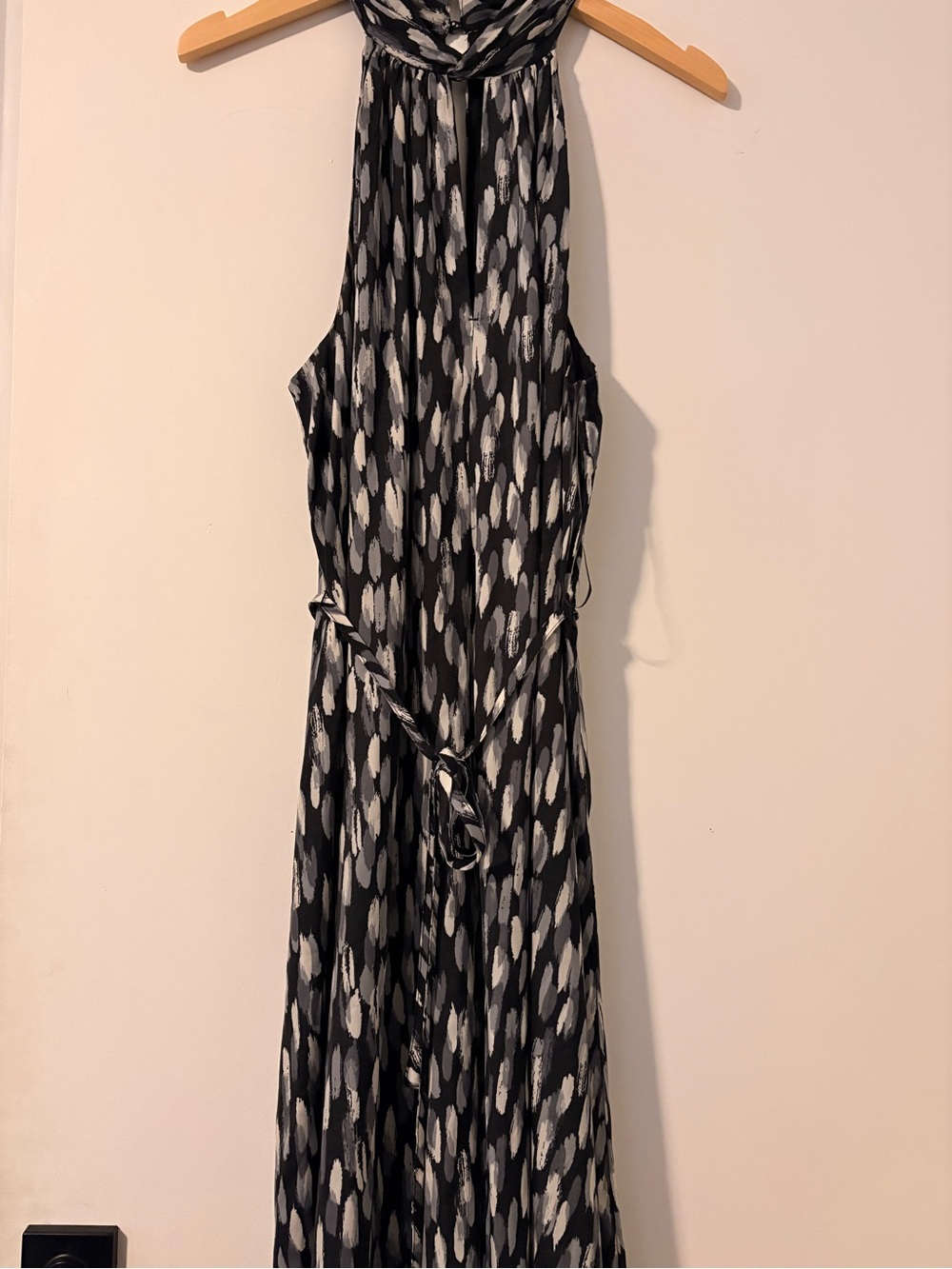 Banana Republic Black and White Asymmetrical Halter Maxi Dress